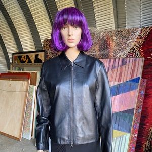 Isaac Mizrachi Black Leather Moto Jacket, Zebra